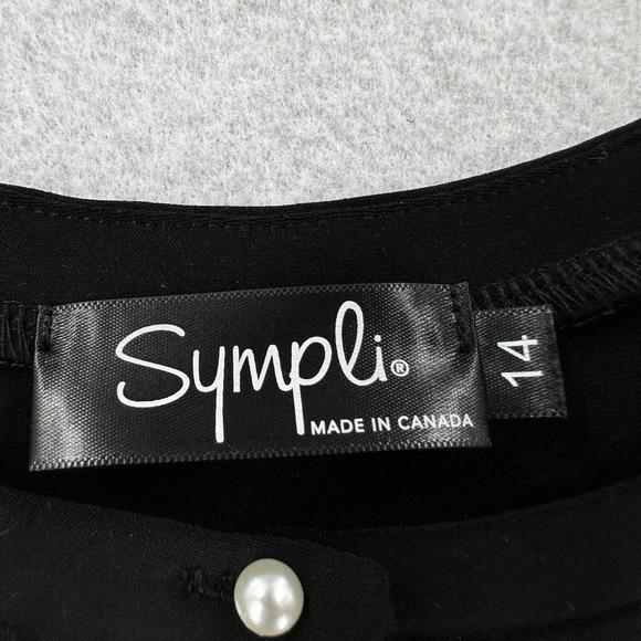 Simpli Canada Tunic Top Womens 14 Cold Shoulder Short Sleeve Asymetrical‎ Black - Picture 10 of 14